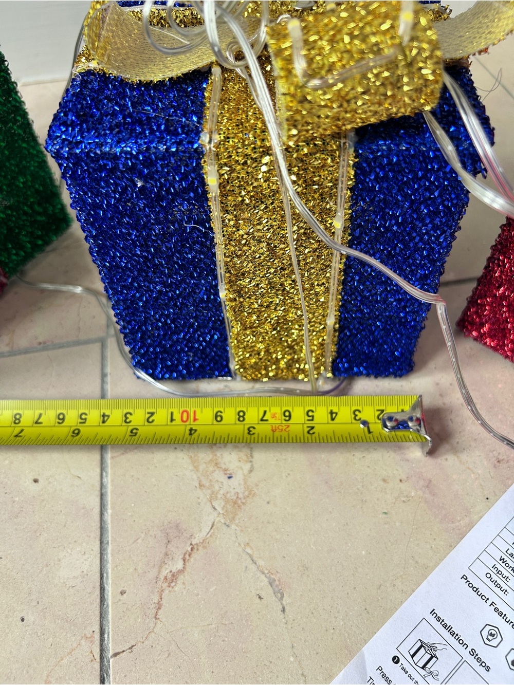 Festive Glitter Gift Box Set of 3 LED Lights - Green, Red, Blue,Gold Christmas - Picture 6 of 8